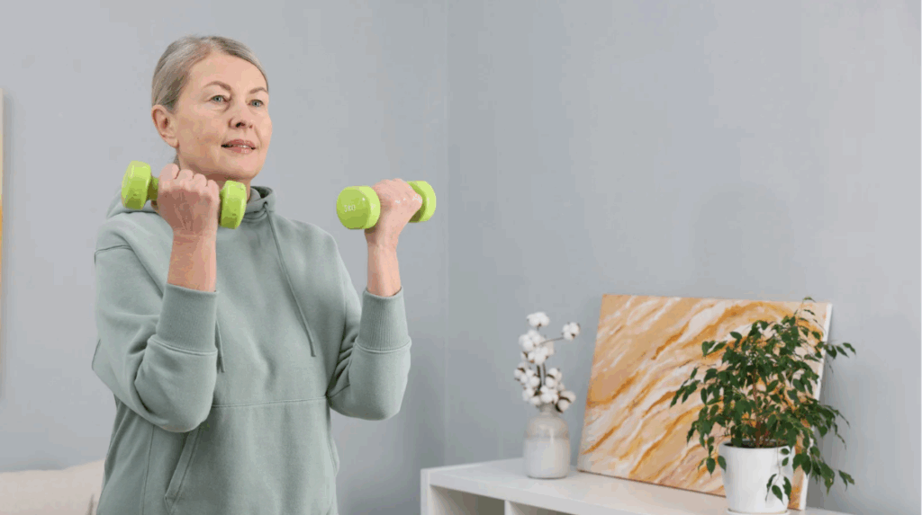 elderly woman doing exercise