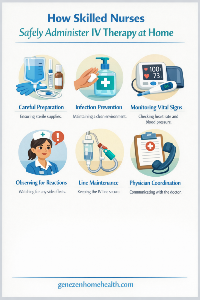 how skilled nurses safely administer iv therapy at home