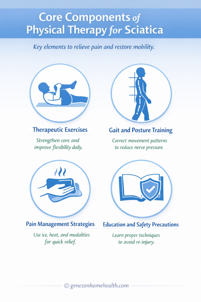 core components of physical therapy for sciatica